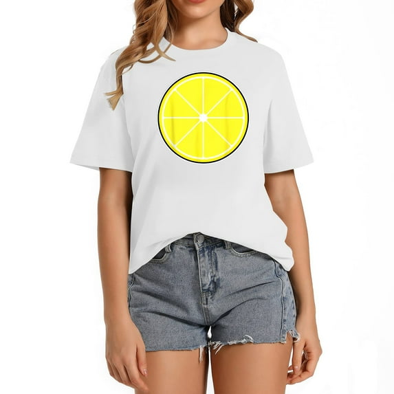 Womens Lemon Lazy Diy Halloween Costume Tropical Sliced Fruit Lime T-Shirt