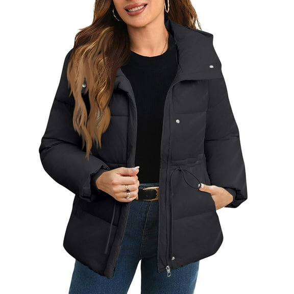 Womens Length Parka, Solid Color Oversized Hooded Extreme Warmth, Ultimate Winter Coat for Freezing Weather & Northern Climate LivingBlackXL