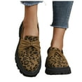 thumbnail image 1 of Womens Leopard Bow Slip on Penny Loafers Fashion Suede Chunky Lug Walking Flats Classic Fall Dress Shoes, 1 of 6
