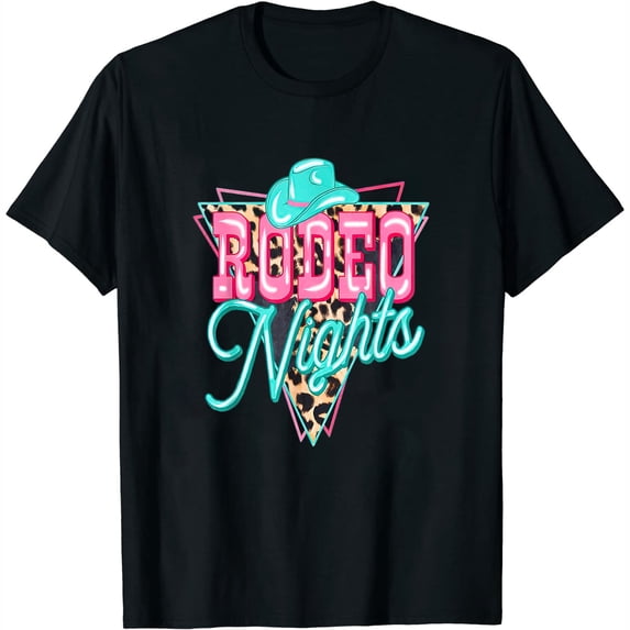 Womens Leopard Cowboy Hat Rodeo Nights Western Country Cowgirl T-Shirt White Medium