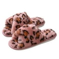 thumbnail image 1 of Womens Leopard Fuzzy Slippers Ladies Fashion Casual Memory Foam Open Toe House Shoes for Indoor and Outdoor Winter Warm Slip on, 1 of 7