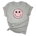 thumbnail image 1 of Womens Leopard Happy Face Smile Unisex Fit Short Sleeve T-shirt Graphic Tee-Sports Grey-xl, 1 of 4