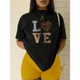 thumbnail image 1 of Womens Leopard Heart Graphic Tee Retro T Shirt Tops Breathable Short Sleeve Round Neck Black S-5XL, 1 of 5