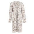 thumbnail image 1 of Womens Leopard Knit Cardigan Fashion Loose Slouchy Sweater Front Open Knit Coat, 1 of 5