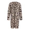 thumbnail image 1 of Womens Leopard Knit Cardigan Fashion Loose Slouchy Sweater Front Open Knit Coat, 1 of 5