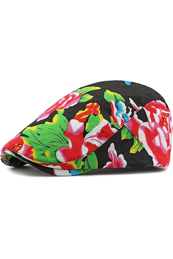 Womens Leopard Print Beret Hat Retro Newsboy Ivy Cap Cabbie Flat Cap