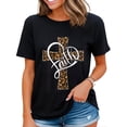 thumbnail image 1 of Womens Leopard Print Cross Graphic Faith Print T-shirt Christian T-shirt Black Small, 1 of 4