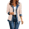 thumbnail image 1 of Womens Leopard Print Denim Jacket Long Sleeve Button Down Loose Fit Autumn Coat Pink M, 1 of 8