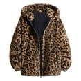 thumbnail image 1 of Womens Leopard Print Hooded Puffer Coat Loose Fit Zip Front Winter Jacket with Soft Lining Warm Casual Outerwear, 1 of 8
