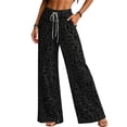 thumbnail image 1 of Womens Leopard Print Pants Casual Elastic Waist Wide Leg Pants Loose Fit Lounge Trousers with Pockets, 1 of 5