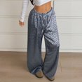 thumbnail image 1 of Womens Leopard Print Pants Wide Leg Lounge Sweatpants Elastic Waist Casual Trousers with Pockets, 1 of 8