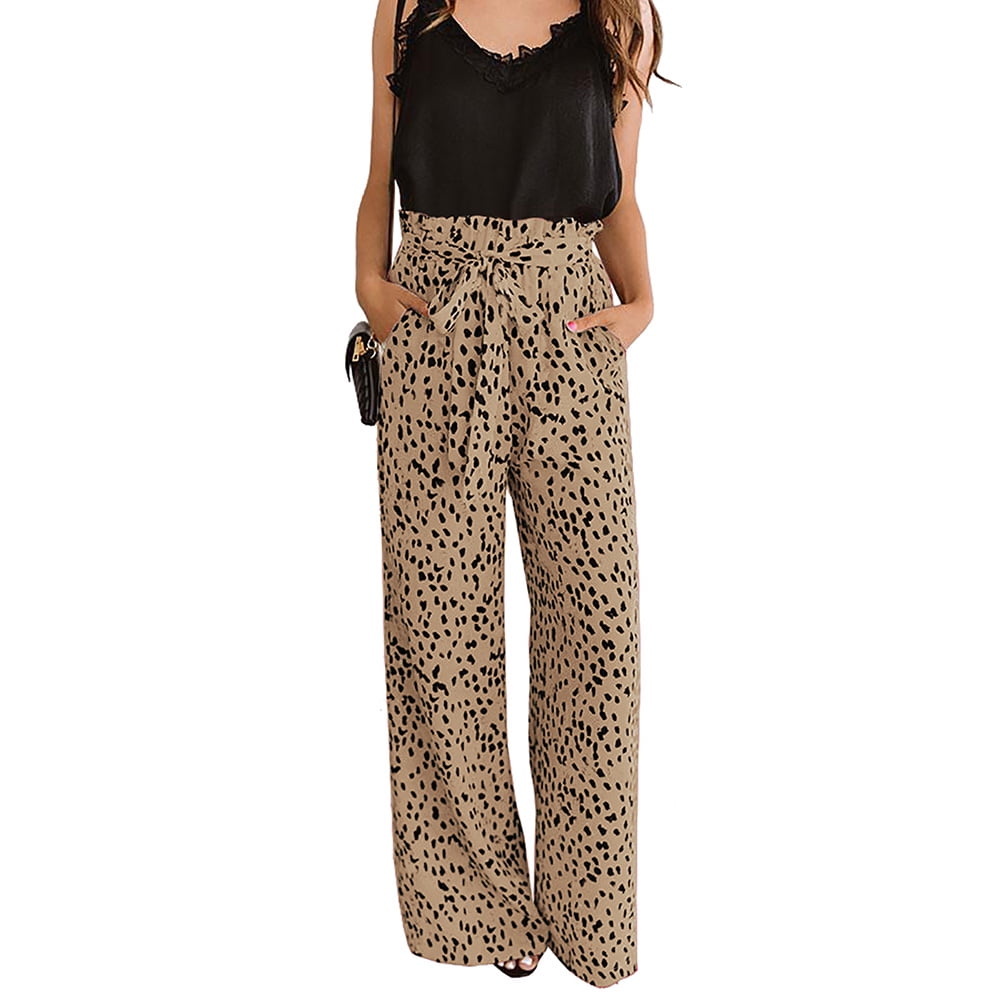 Wide leg trousers leopard print cheap
