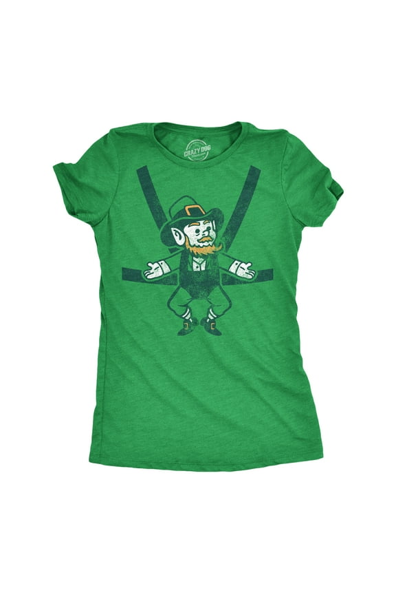Womens Leprechaun Baby Harness T Shirt Funny Sarcastic Saint Patricks Day Child Carrier Novelty Tee for Ladies Womens Graphic Tees