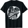 thumbnail image 1 of Womens Lesbian Couple Lgbtq Pride Skeletons Kissing Valentine' Day T-Shirt Black, 1 of 5
