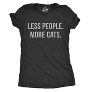 Womens Less People More Cats Tshirt Funny Pet Kitten Lower Tee For Ladies Womens Graphic Tees