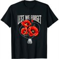 thumbnail image 1 of Womens Lest We Forget Red Poppy Flower Veteran's Memorial Day T-Shirt Black 2X-Large, 1 of 5