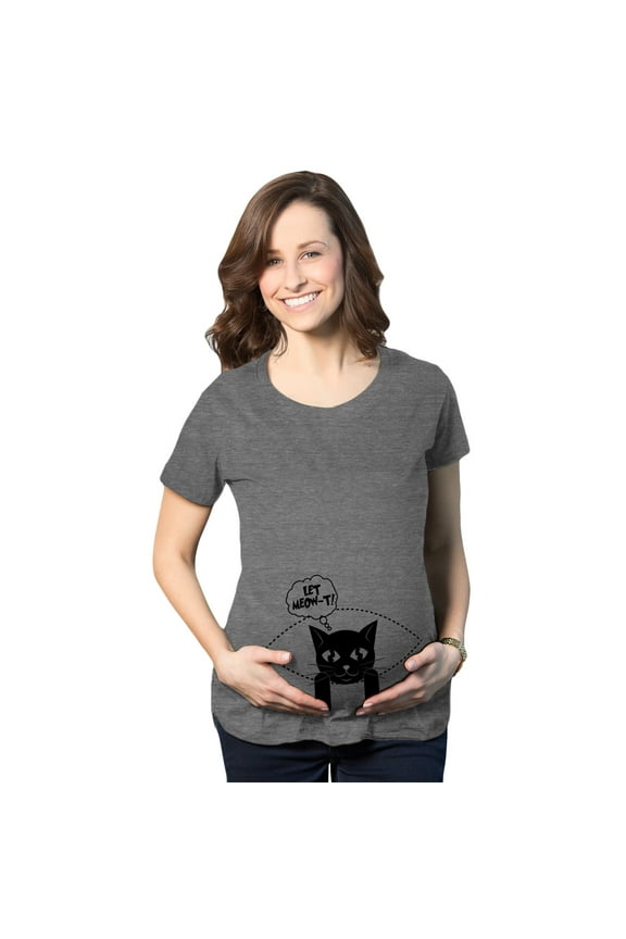 Womens Let MeowT Maternity T Shirt Funny Cat Lady Pet Lover Pregnancy Tee