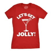 CRAZY DOG T-SHIRTS Womens Lets Get Jolly Tshirt Funny Christmas Drinking Tee For Ladies Womens Graphic Tees