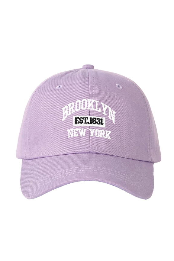 Womens Letter Embroidered Baseball Cap Soft Top Face Design Sunshade Adjustable Dad Hat for Lady Purple