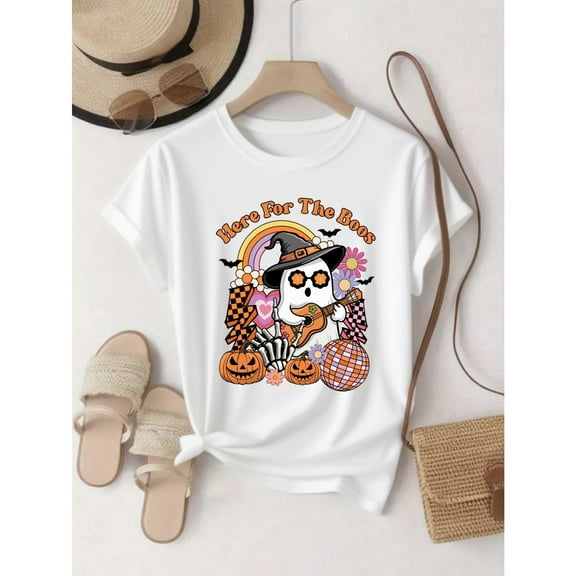 Womens Letter Print Graphic Comfortable Cotton Tee T Shirt Tops Short Sleeve Round Neck White S-5XL