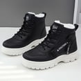 thumbnail image 1 of Womens Letter Print Snow Boots Fashion Fall Winter Print Warm Fleece Lined Thick Cotton Shoes Waterproof Thick Lace Up Mid Calf Boots For Snow Boots For Women, 1 of 5