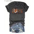 Womens Letter Tiger Print Round Neck, Fashion Casual Crew Neck Short