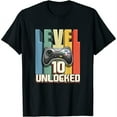 thumbnail image 1 of Womens Level 10 Unlocked Video Game 10Th Birthday Gamer Gift Boys T-Shirt Black Large, 1 of 5