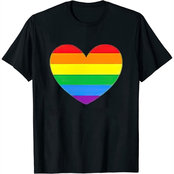 Womens Lgbt Gay Pride Heart Rainbow Flag T-Shirt Black Large