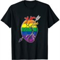 thumbnail image 1 of Womens Lgbt Rainbow Heart Arrow Gay Pride Month Anti Homophobic T-Shirt Black X-Large, 1 of 5