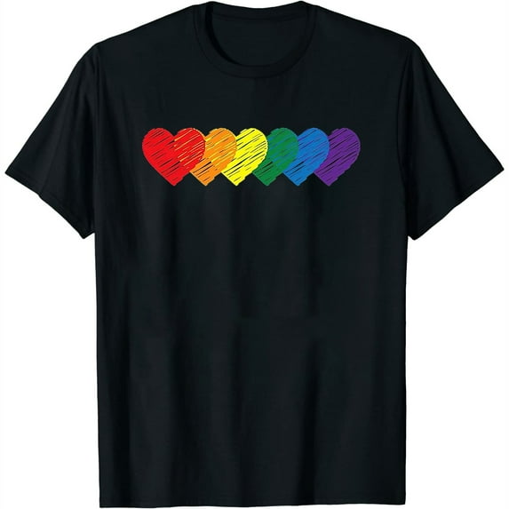 Womens Lgbt Rainbow Heart Lgbtqia Gay Pride Rainbow Premium T-Shirt Black 3X-Large