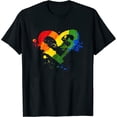 thumbnail image 1 of Womens Lgbt Rainbow Heart T-Shirt Black Small, 1 of 5