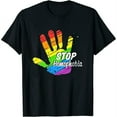 thumbnail image 1 of Womens Lgbtq Pride Stop Homophobia Lesbian Gay Rainbow Flag Premium T-Shirt Black Small, 1 of 5