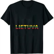 Womens Lietuva Lithuania Flag Travel Vacation Baltic Pride Vilnius V-Neck T-Shirt Black