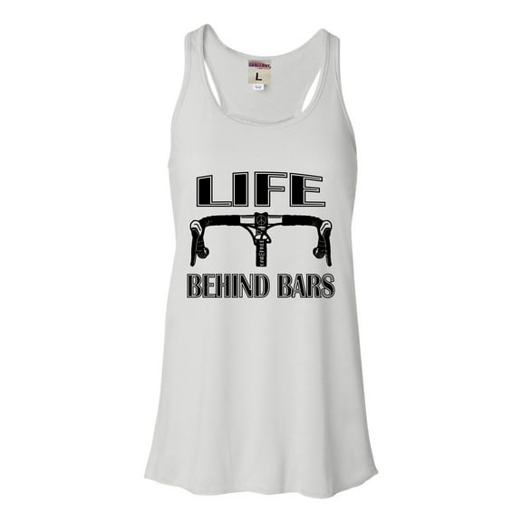 Womens Life Behind Bars Funny Bike Bicycle Funny Flowy Racerback Tank Top T-Shirt
