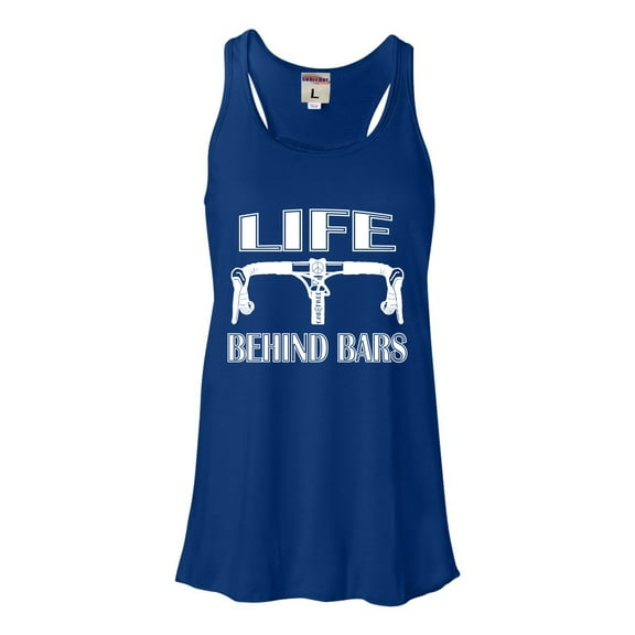 Womens Life Behind Bars Funny Bike Bicycle Funny Flowy Racerback Tank Top T-Shirt
