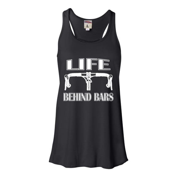 Womens Life Behind Bars Funny Bike Bicycle Funny Flowy Racerback Tank Top T-Shirt