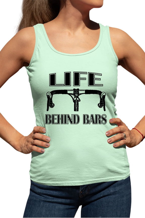 Womens Life Behind Bars Funny Bike Bicycle Funny Racerback Tank Top T-Shirt