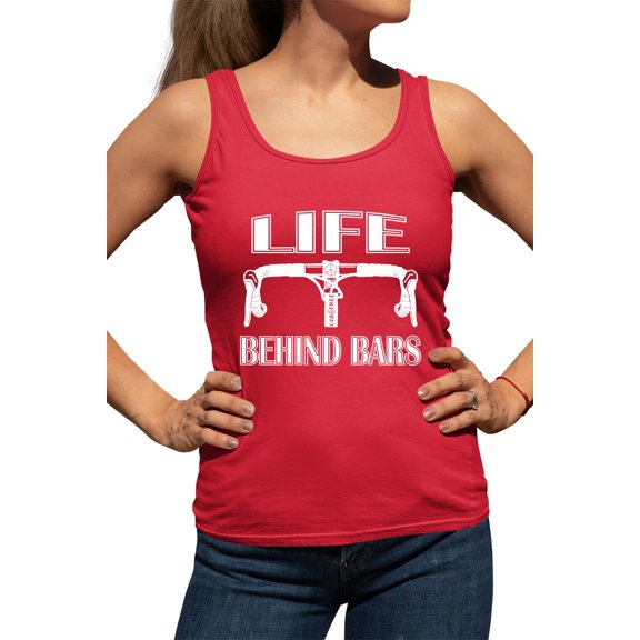 Womens Life Behind Bars Funny Bike Bicycle Funny Racerback Tank Top T-Shirt