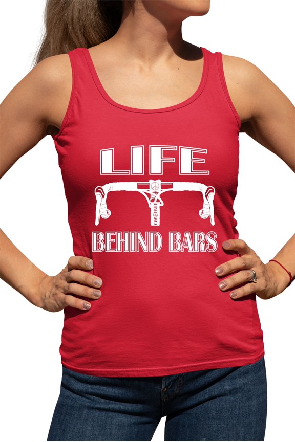Womens Life Behind Bars Funny Bike Bicycle Funny Racerback Tank Top T-Shirt