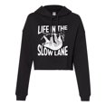 thumbnail image 1 of Womens Life In The Slow Lane Sloth Lovers Cropped Hooded Sweatshirt, 1 of 1