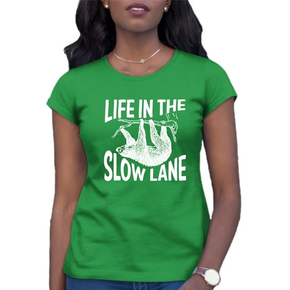 Womens Life In The Slow Lane Sloth Lovers T-Shirt
