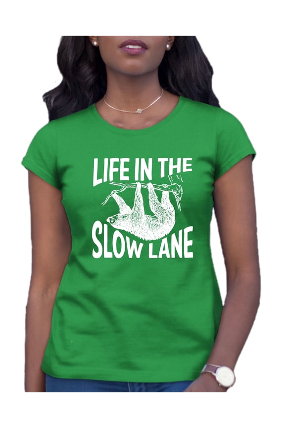 Womens Life In The Slow Lane Sloth Lovers T-Shirt