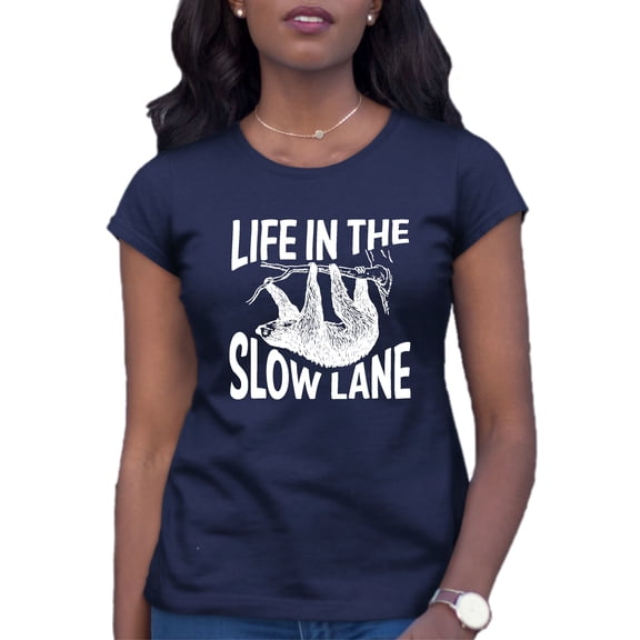 Womens Life In The Slow Lane Sloth Lovers T-Shirt