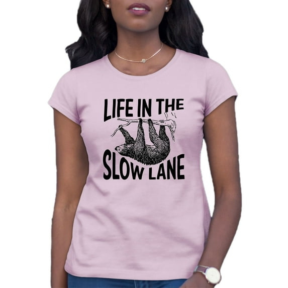 Womens Life In The Slow Lane Sloth Lovers T-Shirt