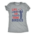 thumbnail image 1 of Womens Life Liberty Hopefully Some Birdies T Shirt Funny Golf Tee Cool USA Golfing Gift Womens Graphic Tees, 1 of 9