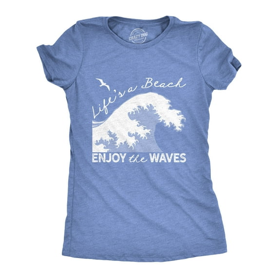 Womens Lifes A Beach Enjoy The Waves T Shirt Cute Vacation Tee Womens Graphic Tees