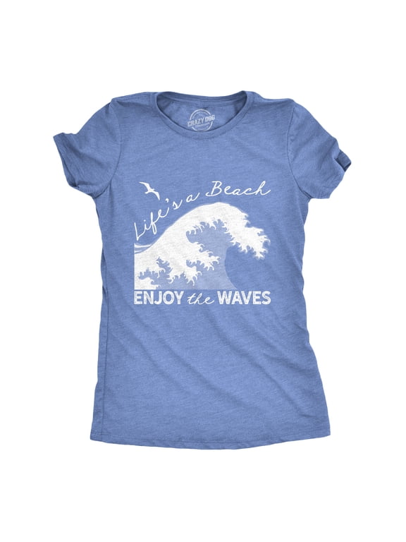 Womens Lifes A Beach Enjoy The Waves T Shirt Cute Vacation Tee Womens Graphic Tees
