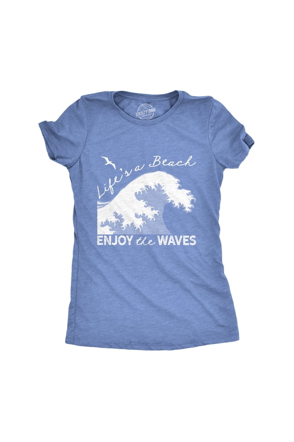 Womens Lifes A Beach Enjoy The Waves T Shirt Cute Vacation Tee Womens Graphic Tees