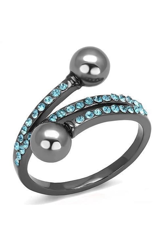 Womens Light Black Ring Anillo Para Mujer Stainless Steel Ring with Synthetic Pearl in Gray Zuri