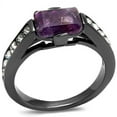 thumbnail image 1 of Womens Light Black Ring Anillo Para Mujer Stainless Steel Ring with Precious Stone Amethyst Crystal in Amethyst Corinne, 1 of 4